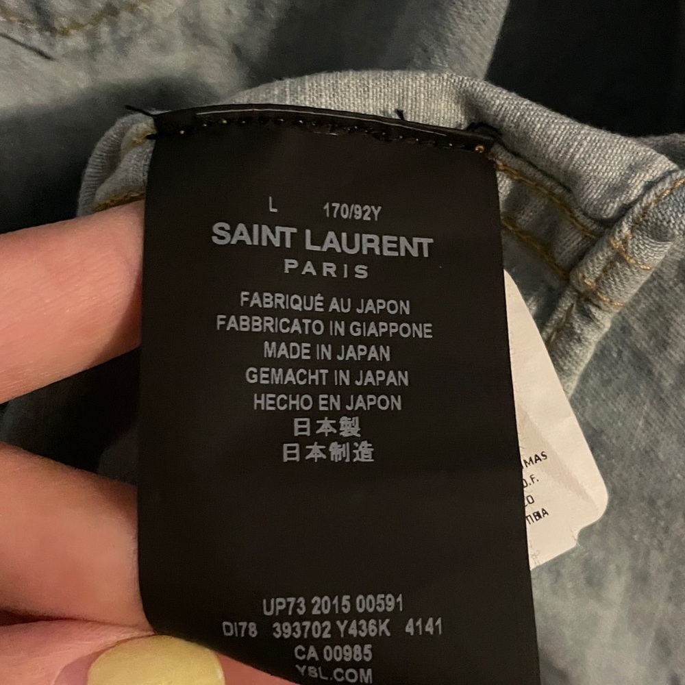 Saint Laurent Chambray Button Down Ruffle Collar - image 6